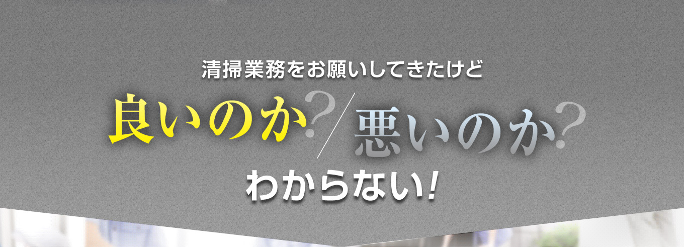 清掃業務をお願いしてきたけど 良いのか？ 悪いのか？ わからない！